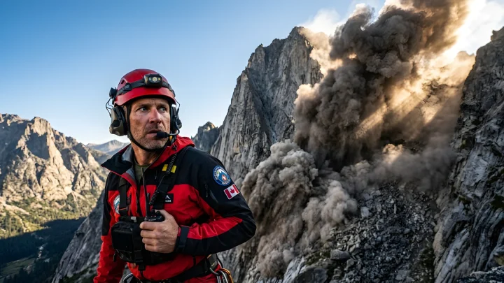 Felswand und Geröll an der Zugspitze nach einem Gesteinsabbruch