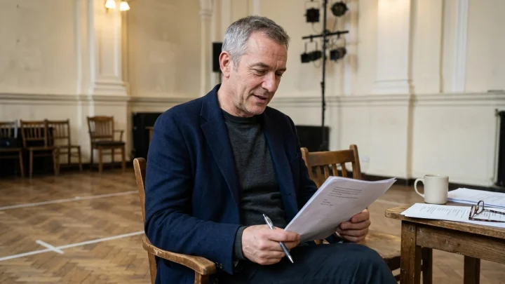 Schauspieler Max Hopp bei einem Auftritt auf der Theaterbühne