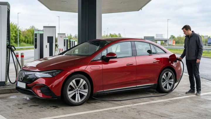 Roter Mazda 6e Schrägansicht von vorne