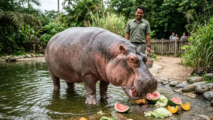 Flusspferd Mae Mali im Khao Kheow Open Zoo in Thailand