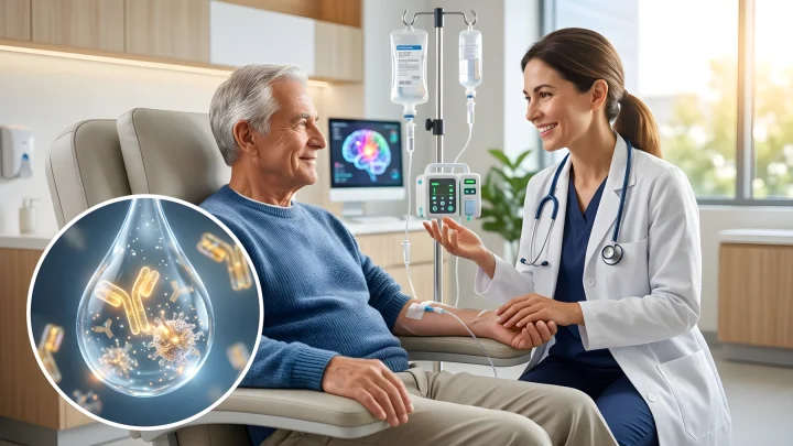 Medizinische Verabreichung einer Infusionstherapie bei Alzheimer im Frühstadium