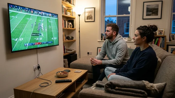 RTL NFL Studio Übertragung mit Football Helm und Mikrofon