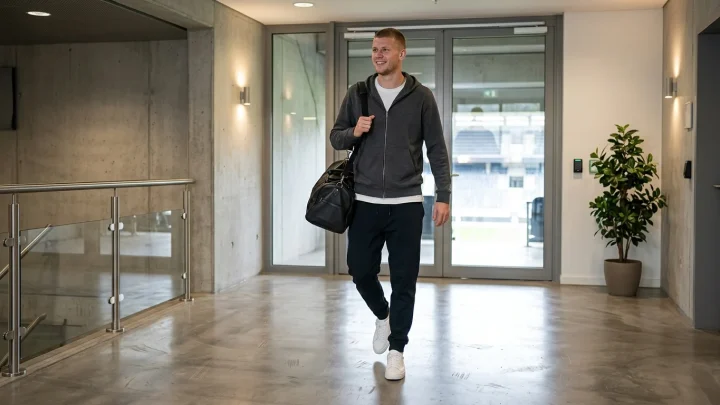 Nick Woltemade im Porträt auf dem Fußballplatz
