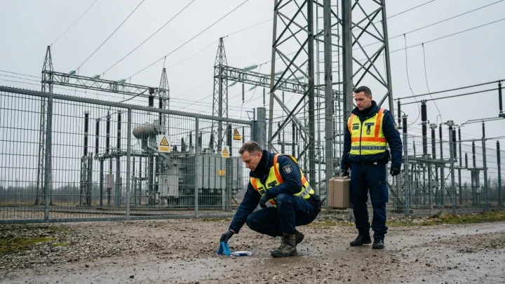 Hochspannungsleitungen und Umspannwerk nahe dem Kraftwerk Jänschwalde