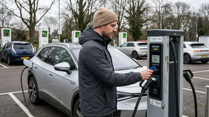 Elektroauto lädt an Ladesäule