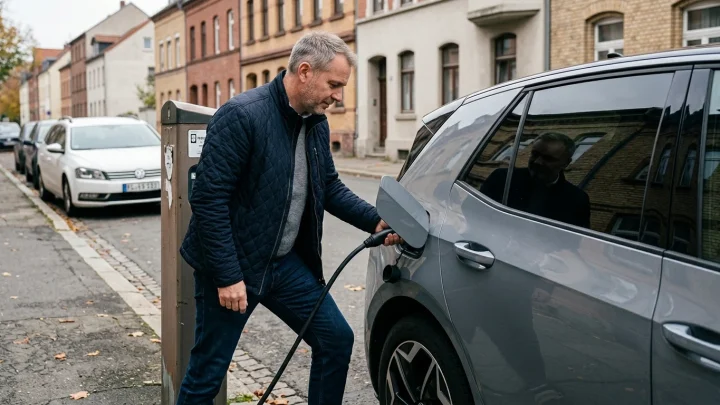 Elektroauto an einer Ladestation während des Ladevorgangs