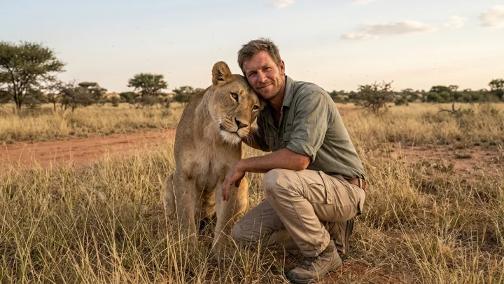 Valentin Grüner in der afrikanischen Savanne bei der Arbeit für den Wildtierschutz