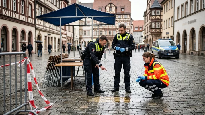 Einsatzkräfte von Polizei und Rettungsdienst vor Ort
