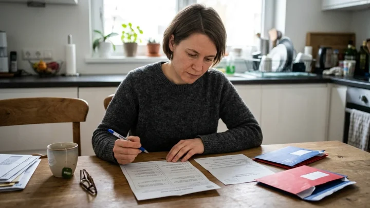 Wahlschein und Stimmzettel nebeneinander auf einem Tisch