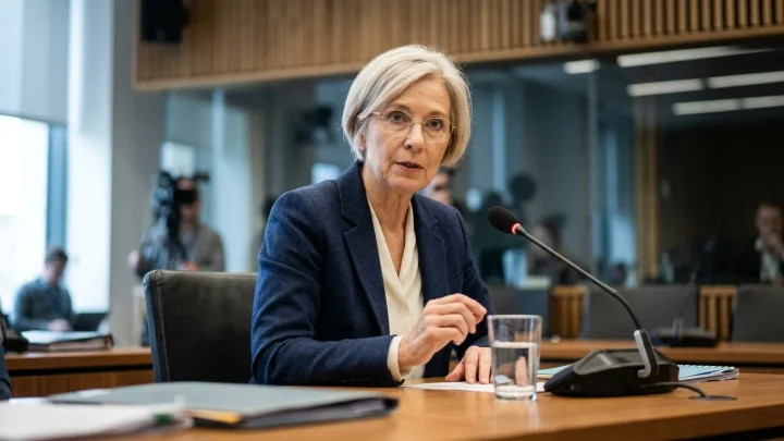 Ökonomin und Wirtschaftsweise Monika Schnitzer bei einer wirtschaftspolitischen Analyse