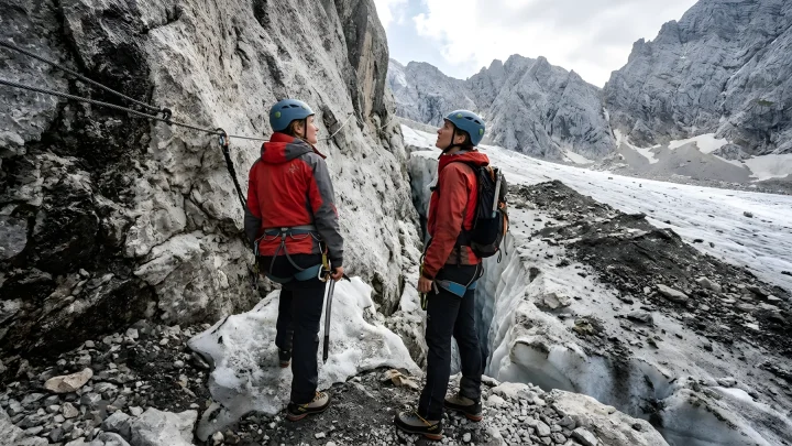 Die Reste des ausgeaperten Höllental-Gletschers an der Zugspitze