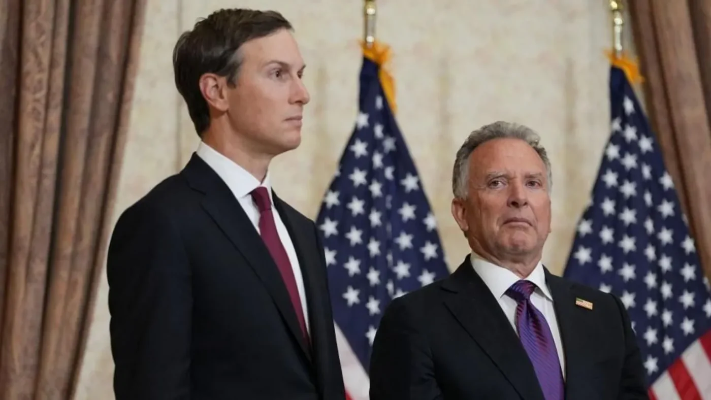 Reuters US negotiators Jared Kushner (left) and Steve Witkoff. Photo: April 2026