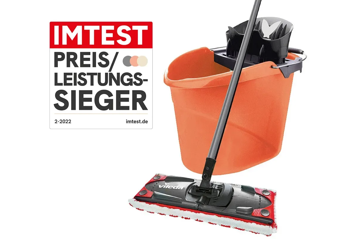 Vileda Ultramat 2in1 Colors mit Eimer und IMTEST Preis-Leistungsssieger Siegel 02/22