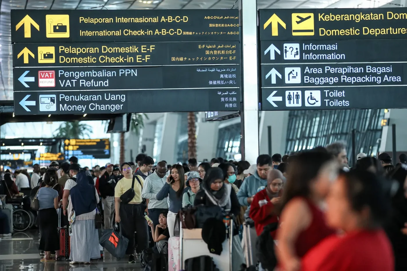 Von Flugausfällen betroffene Passagiere am Soekarno-Hatta Airport