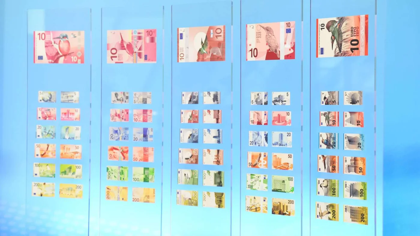 Vorstellung neuer Designvorschlaege zu Euro-Banknoten durch die EZB.