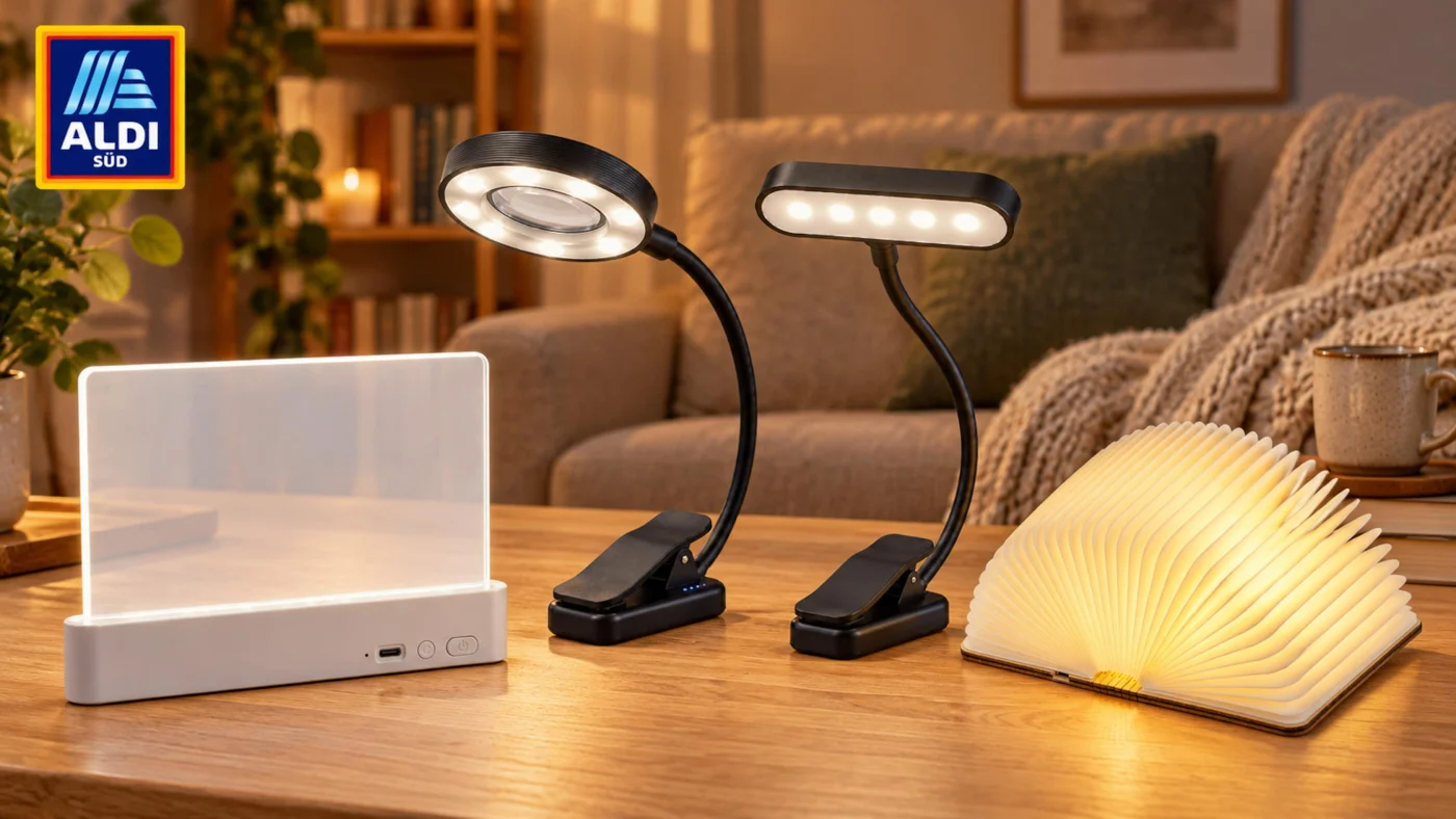 Clip oder leuchtende Buchseite? Diese Aldi-Lampen funktionieren unterschiedlich.