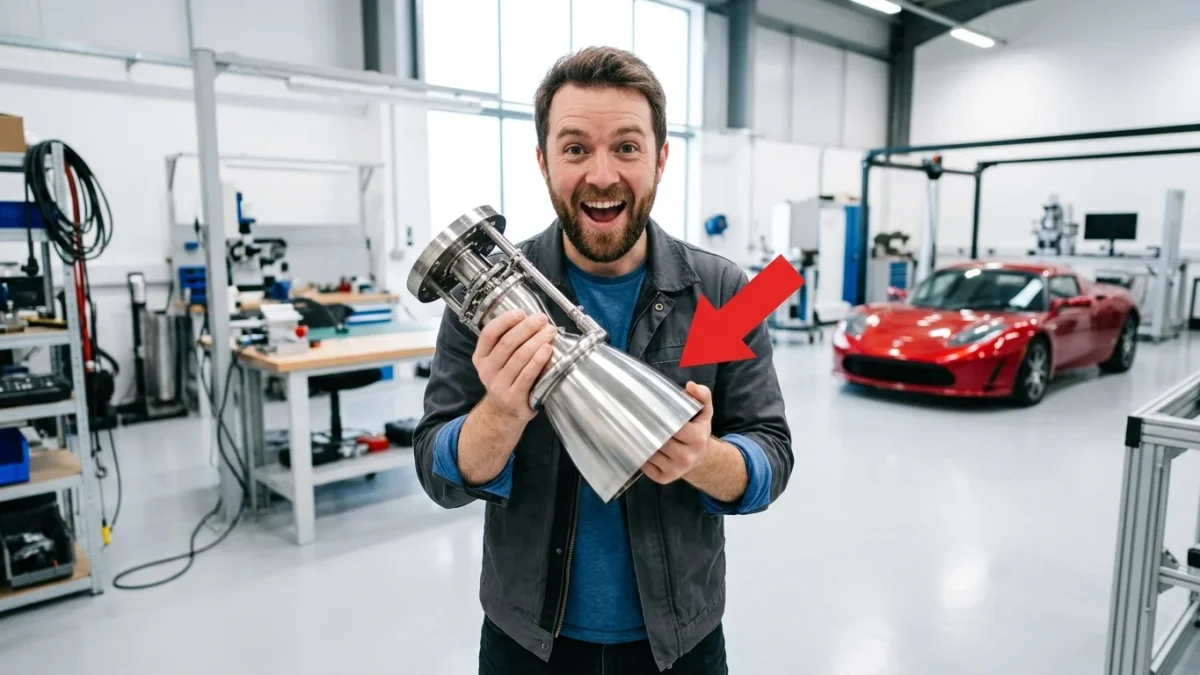 Tesla Roadster Präsentation mit Raketendüsen