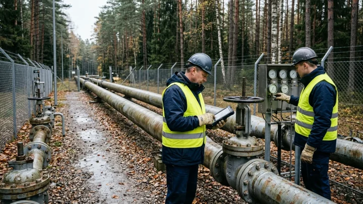 Gaspipeline-Infrastruktur an der estnischen Grenze